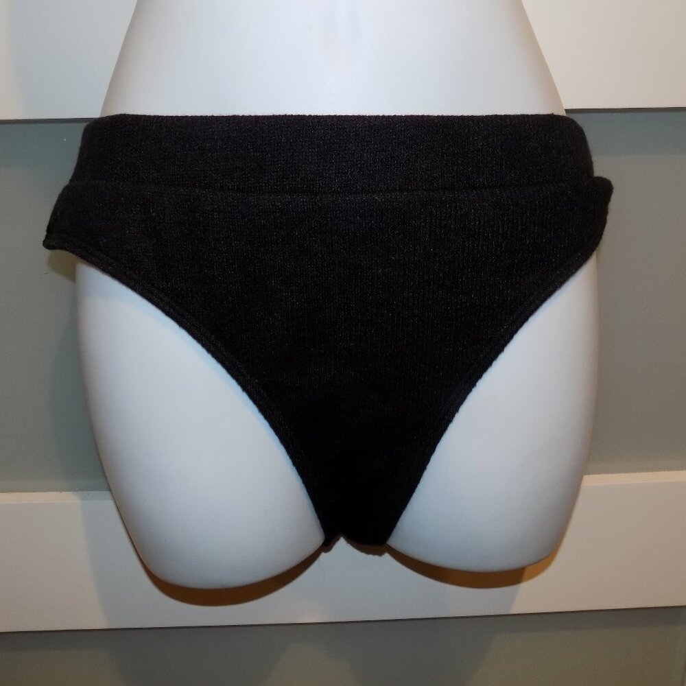 Shein Black Knit Lined High Waisted Bikini Bottoms Size L Women's NWOT